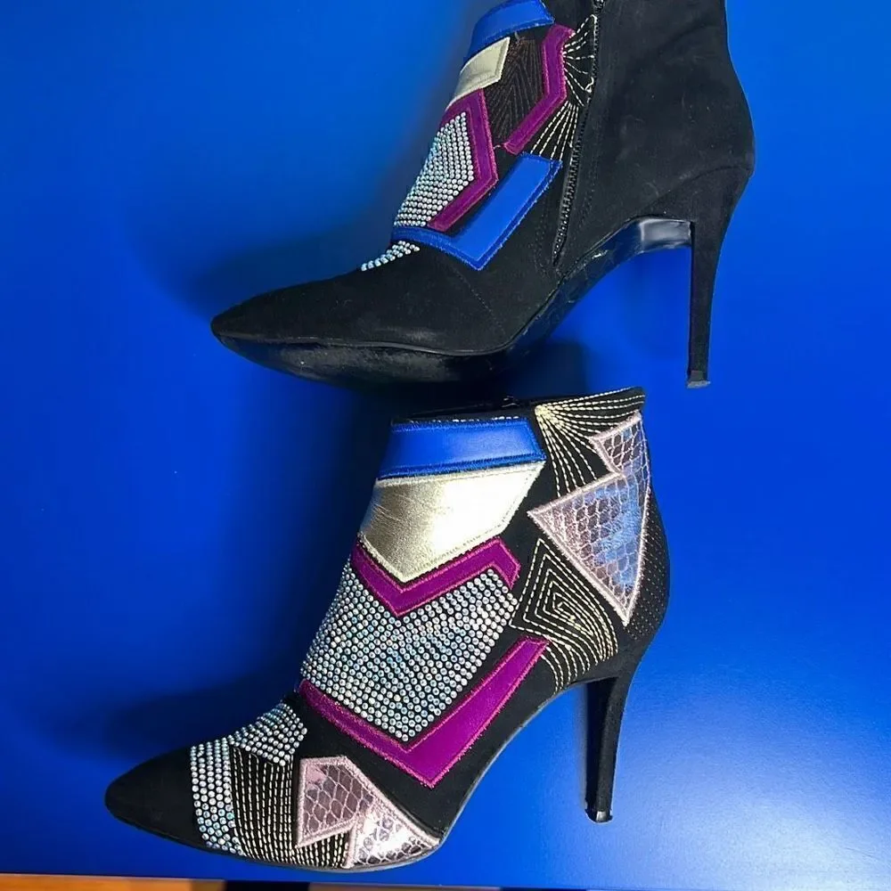 Giuseppe Zanotti Crystals Patchwork Ankle Boots